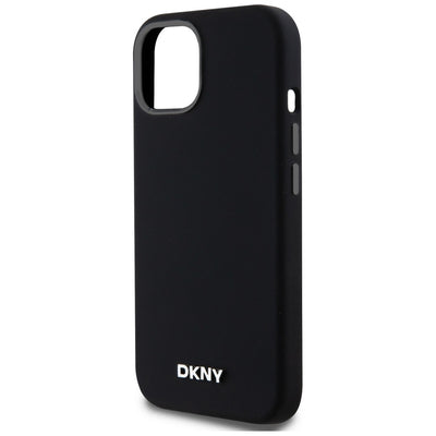 DKNY Liquid Silicone Small Metal Logo MagSafe Case for iPhone 14/15/13 - Black