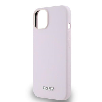 DKNY Liquid Silicone Small Metal Logo MagSafe Case for iPhone 14/15/13 - Pink