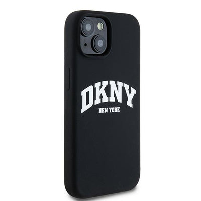 DKNY Liquid Silicone White Printed Logo MagSafe Case for iPhone 14 / 15 / 13 - Black
