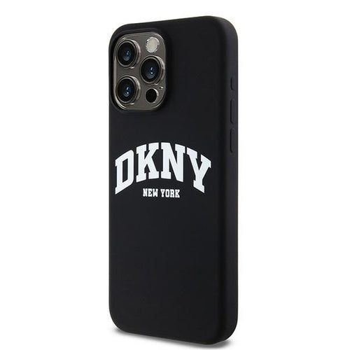 DKNY Liquid Silicone White Printed Logo MagSafe iPhone 14 Pro Max Case - Black