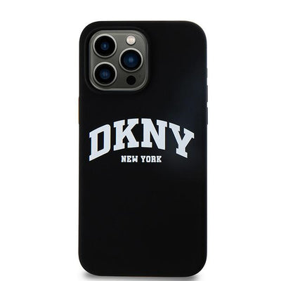 DKNY Liquid Silicone White Printed Logo MagSafe iPhone 14 Pro Max Case - Black