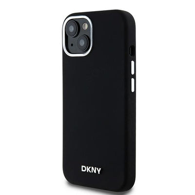 DKNY Liquid Silicone Small Metal Logo MagSafe Case for iPhone 15 Plus / 14 Plus - Black