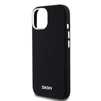 DKNY Liquid Silicone Small Metal Logo MagSafe Case for iPhone 15 Plus / 14 Plus - Black