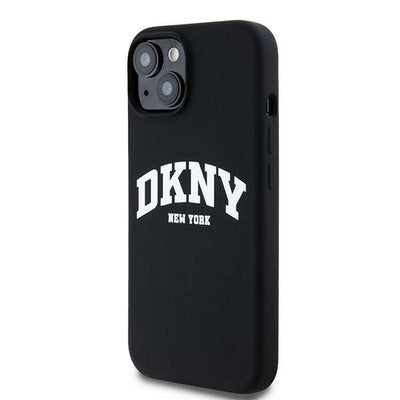 DKNY Liquid Silicone White Printed Logo MagSafe Case for iPhone 15 / 14 / 13 - Black