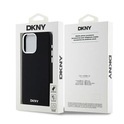Etui DKNY Liquid Silicone Small Metal Logo MagSafe na iPhone 15 Pro Max - czarne