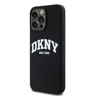 DKNY Liquid Silicone White Printed Logo MagSafe case for iPhone 15 Pro Max - black