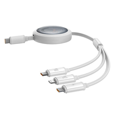 Baseus Free2Draw CB000084 retractable USB-C - Lightning / USB-C / micro USB cable 100W 1.1m - white