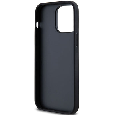 DKNY Leather Mono Stripe &amp; Metal Logo case for iPhone 14 Pro - black
