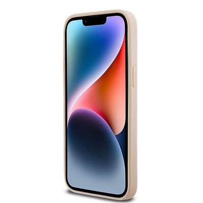 DKNY Leather Checkered Mono Pattern &amp; Printed Stripes case for iPhone 14 Pro Max - pink