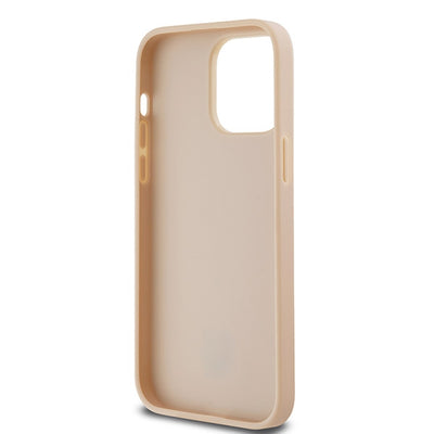 DKNY Leather Checkered Mono Pattern &amp; Printed Stripes case for iPhone 14 Pro Max - pink