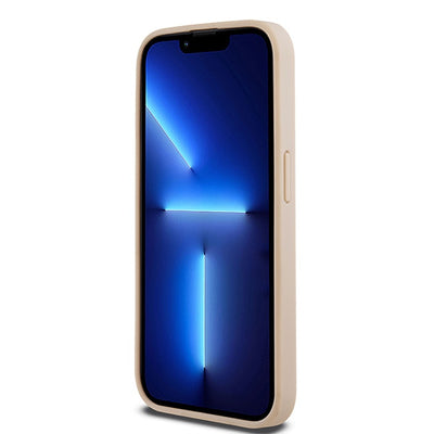 DKNY Leather Mono Stripe &amp; Metal Logo case for iPhone 15 Pro - pink