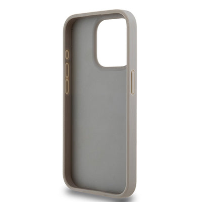 DKNY Leather Mono Stripe &amp; Metal Logo case for iPhone 15 Pro Max - beige