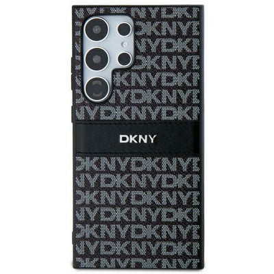 DKNY Leather Mono Stripe &amp; Metal Logo case for Samsung Galaxy S24 Ultra - black