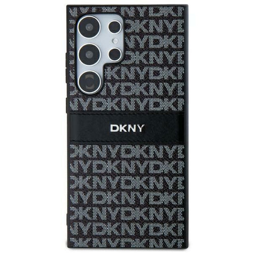 DKNY Leather Mono Stripe &amp; Metal Logo case for Samsung Galaxy S24 Ultra - black
