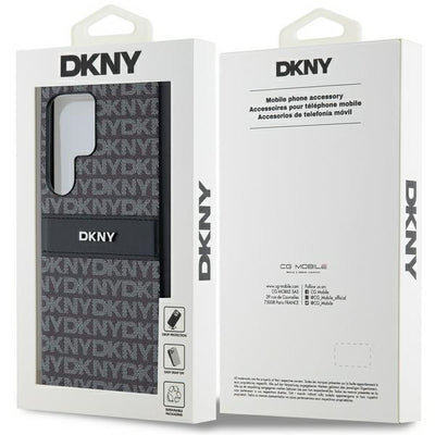 DKNY Leather Mono Stripe &amp; Metal Logo case for Samsung Galaxy S24 Ultra - black