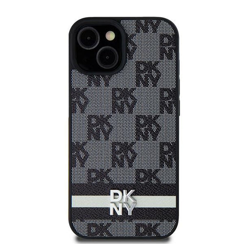 DKNY Leather Checkered Mono Pattern &amp; Printed Stripes case for Samsung Galaxy S24+ - black