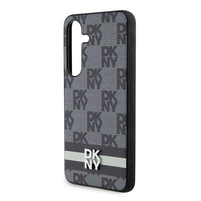 DKNY Leather Checkered Mono Pattern &amp; Printed Stripes Case for Samsung Galaxy S24 - Black