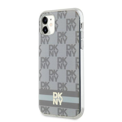 DKNY IML Checkered Mono Pattern &amp; Printed Stripes MagSafe case for iPhone 11 / Xr - beige
