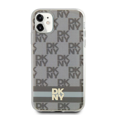 DKNY IML Checkered Mono Pattern &amp; Printed Stripes MagSafe case for iPhone 11 / Xr - beige