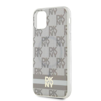 DKNY IML Checkered Mono Pattern &amp; Printed Stripes MagSafe case for iPhone 11 / Xr - beige