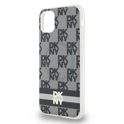 DKNY IML Checkered Mono Pattern &amp; Printed Stripes MagSafe Case for iPhone 11 / Xr - Black