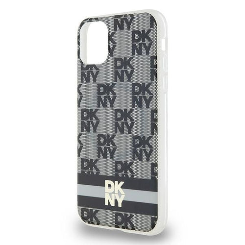 DKNY IML Checkered Mono Pattern &amp; Printed Stripes MagSafe Case for iPhone 11 / Xr - Black