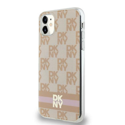 DKNY IML Checkered Mono Pattern &amp; Printed Stripes MagSafe case for iPhone 11 / Xr - pink