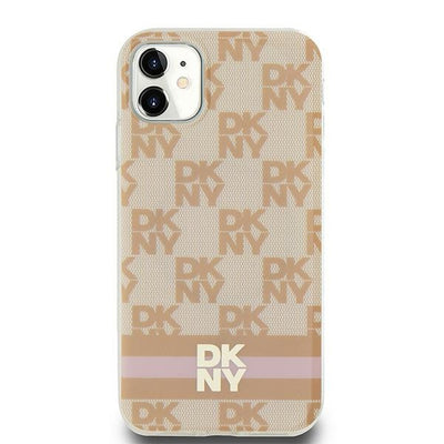 DKNY IML Checkered Mono Pattern &amp; Printed Stripes MagSafe case for iPhone 11 / Xr - pink