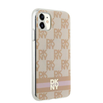 DKNY IML Checkered Mono Pattern &amp; Printed Stripes MagSafe case for iPhone 11 / Xr - pink