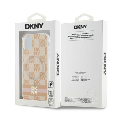 DKNY IML Checkered Mono Pattern &amp; Printed Stripes MagSafe case for iPhone 11 / Xr - pink
