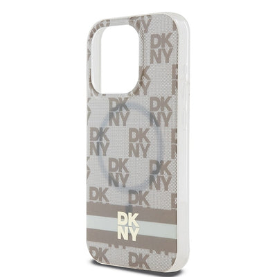 DKNY IML Checkered Mono Pattern &amp; Printed Stripes MagSafe case for iPhone 13 Pro Max - beige