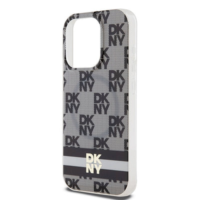 DKNY IML Checkered Mono Pattern &amp; Printed Stripes MagSafe Case for iPhone 13 Pro Max - Black