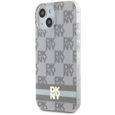 DKNY IML Checkered Mono Pattern &amp; Printed Stripes MagSafe case for iPhone 15 / 14 / 13 - beige