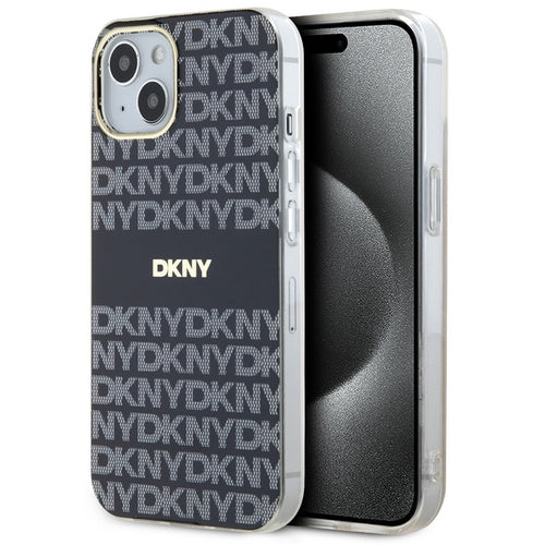 DKNY IML Mono &amp; Stripe MagSafe Case for iPhone 15/14/13 - Black