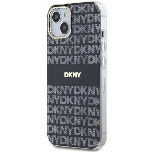 DKNY IML Mono &amp; Stripe MagSafe Case for iPhone 15/14/13 - Black