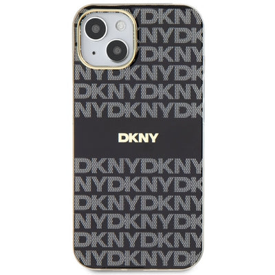 DKNY IML Mono &amp; Stripe MagSafe Case for iPhone 15/14/13 - Black