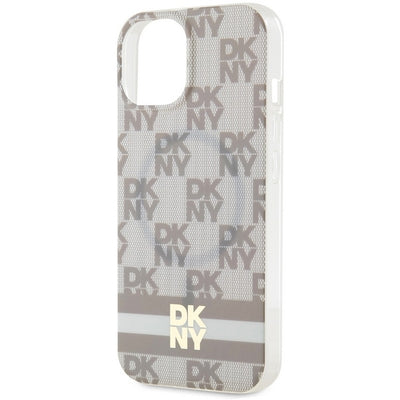 DKNY IML Checkered Mono Pattern &amp; Printed Stripes MagSafe case for iPhone 15 / 14 / 13 - beige