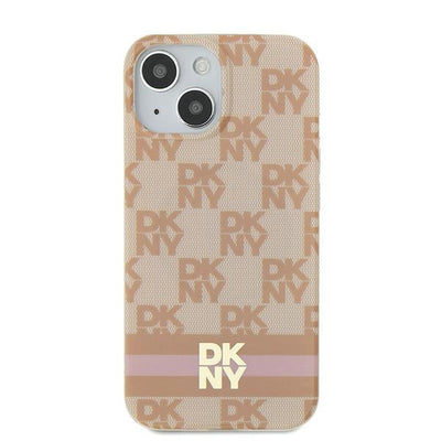 DKNY IML Checkered Mono Pattern &amp; Printed Stripes MagSafe case for iPhone 15 / 14 / 13 - pink