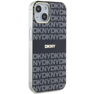 DKNY IML Mono &amp; Stripe MagSafe Case for iPhone 15/14/13 - Black