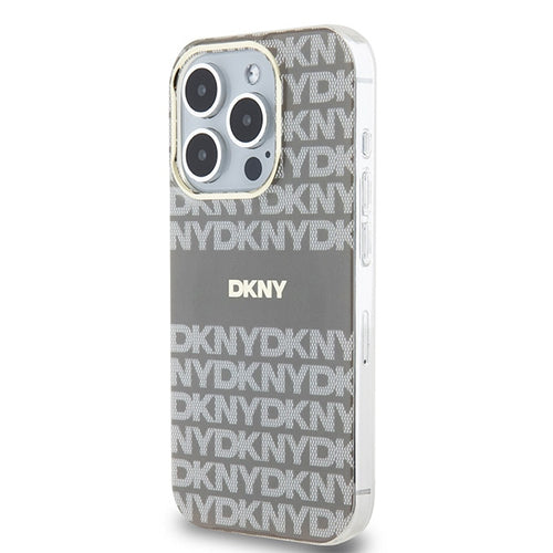 DKNY IML Mono &amp; Stripe MagSafe case for iPhone 15 Pro Max - beige