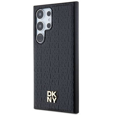 DKNY Leather Pattern Metal Logo MagSafe case for Samsung Galaxy S24 Ultra - black