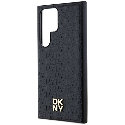 DKNY Leather Pattern Metal Logo MagSafe case for Samsung Galaxy S24 Ultra - black