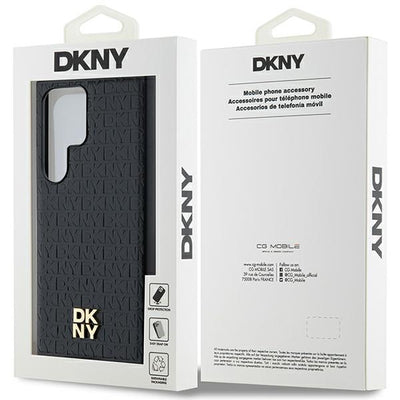 DKNY Leather Pattern Metal Logo MagSafe case for Samsung Galaxy S24 Ultra - black