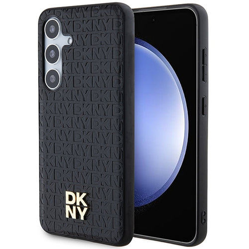 DKNY Leather Pattern Metal Logo MagSafe case for Samsung Galaxy S24+ - black