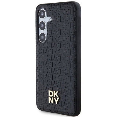 DKNY Leather Pattern Metal Logo MagSafe case for Samsung Galaxy S24+ - black