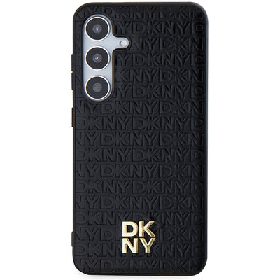 DKNY Leather Pattern Metal Logo MagSafe case for Samsung Galaxy S24+ - black