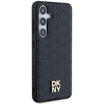 DKNY Leather Pattern Metal Logo MagSafe case for Samsung Galaxy S24+ - black