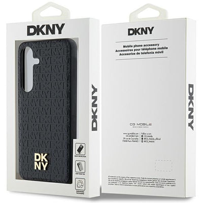 DKNY Leather Pattern Metal Logo MagSafe case for Samsung Galaxy S24+ - black
