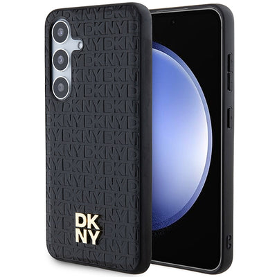 DKNY Leather Pattern Metal Logo MagSafe case for Samsung Galaxy S24 - black