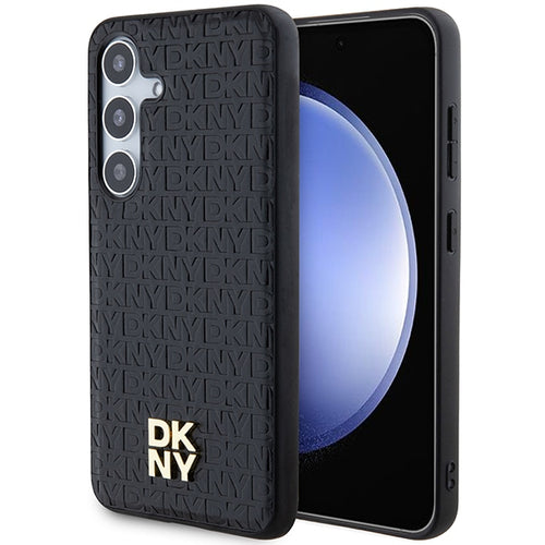 DKNY Leather Pattern Metal Logo MagSafe case for Samsung Galaxy S24 - black